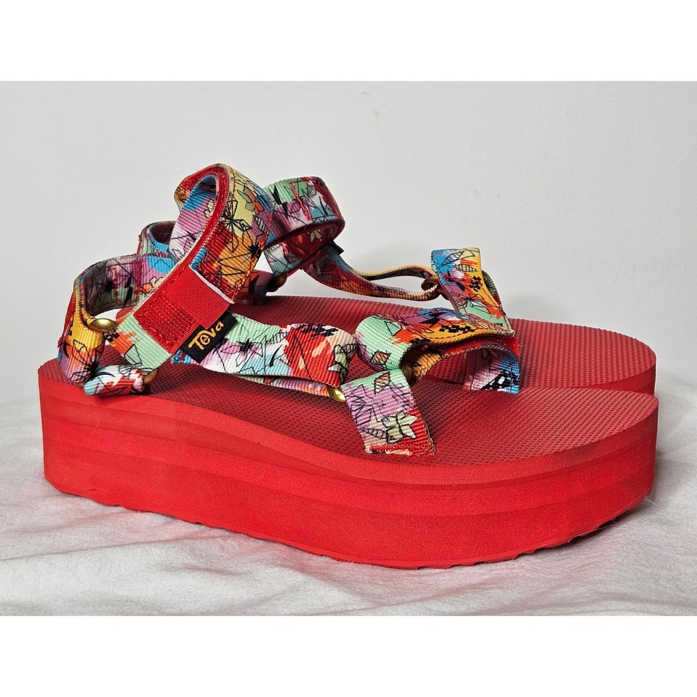 Teva x Misa Hylton Flatform Universal Red Multi Platform Sandals Y2K Women 6